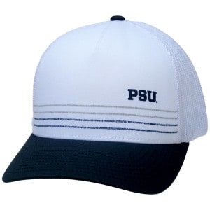 white TravisMathew hat with navy brim and PSU